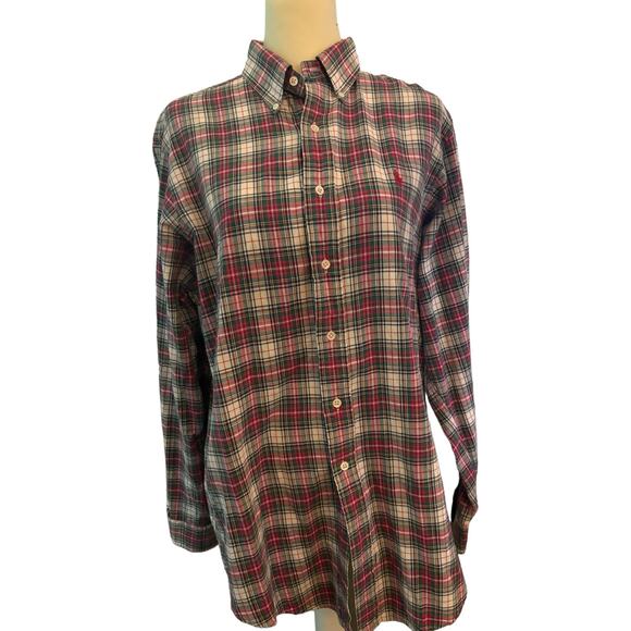 Ralph Lauren Polo Red Plaid Button Down Shirt, Size Large - Picture 1 of 4